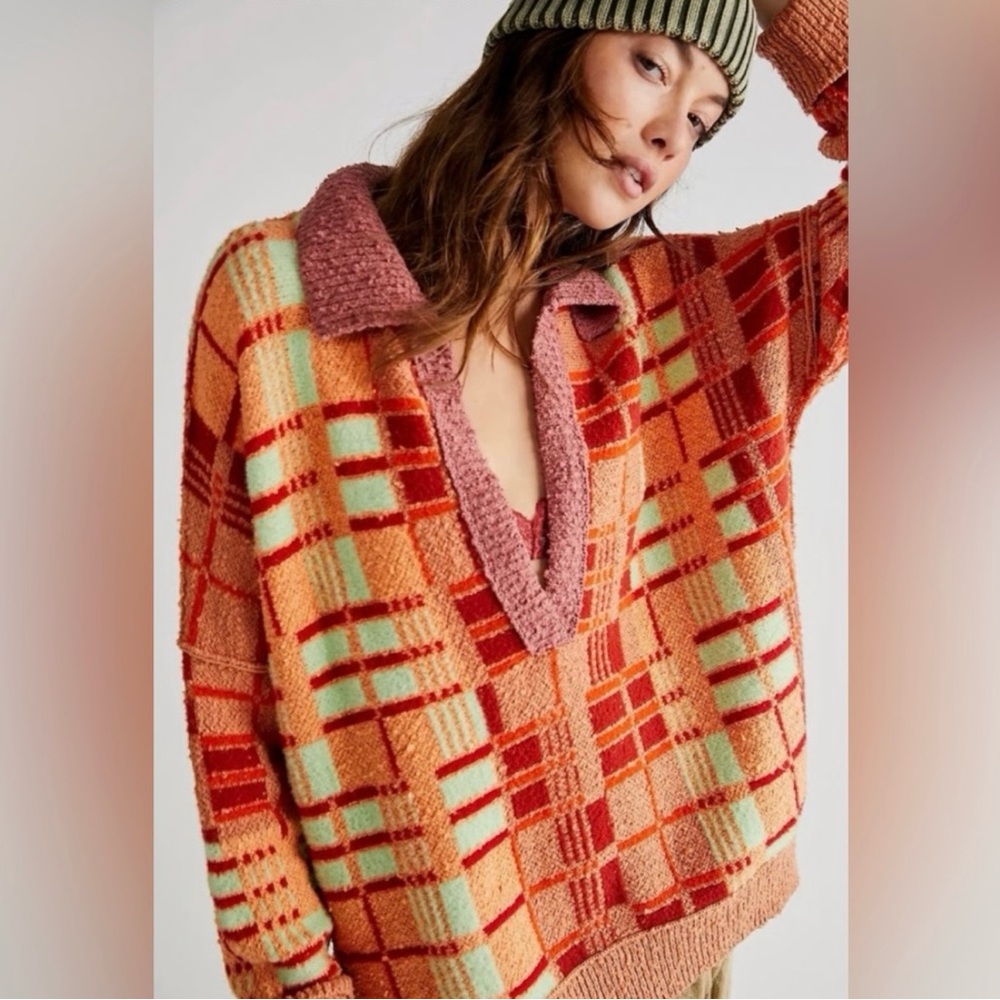 Free People Multicolor V-Neck Sweater